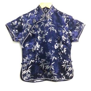 Blue & Silver Silk Blend Cheongsam